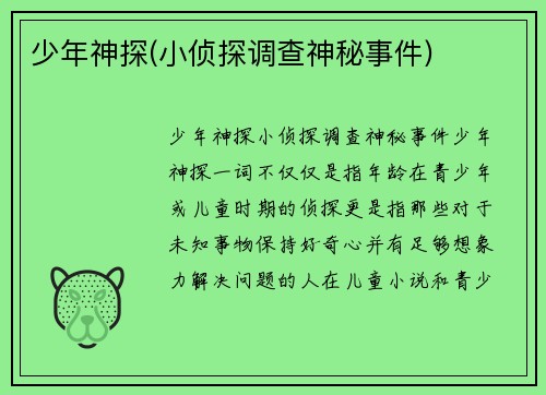 少年神探(小侦探调查神秘事件)