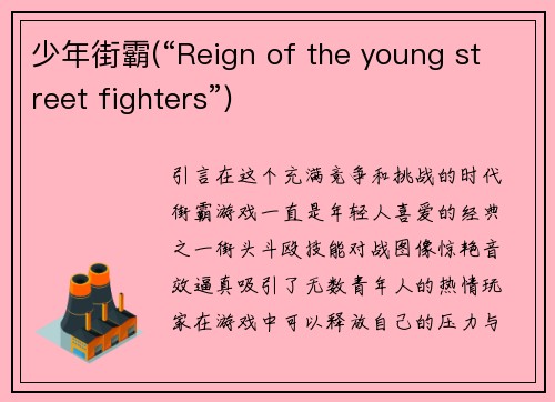 少年街霸(“Reign of the young street fighters”)