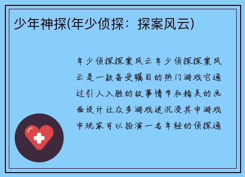 少年神探(年少侦探：探案风云)